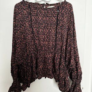 Anthropologie Peplum Blouse Boho Frilly Romantic Floral